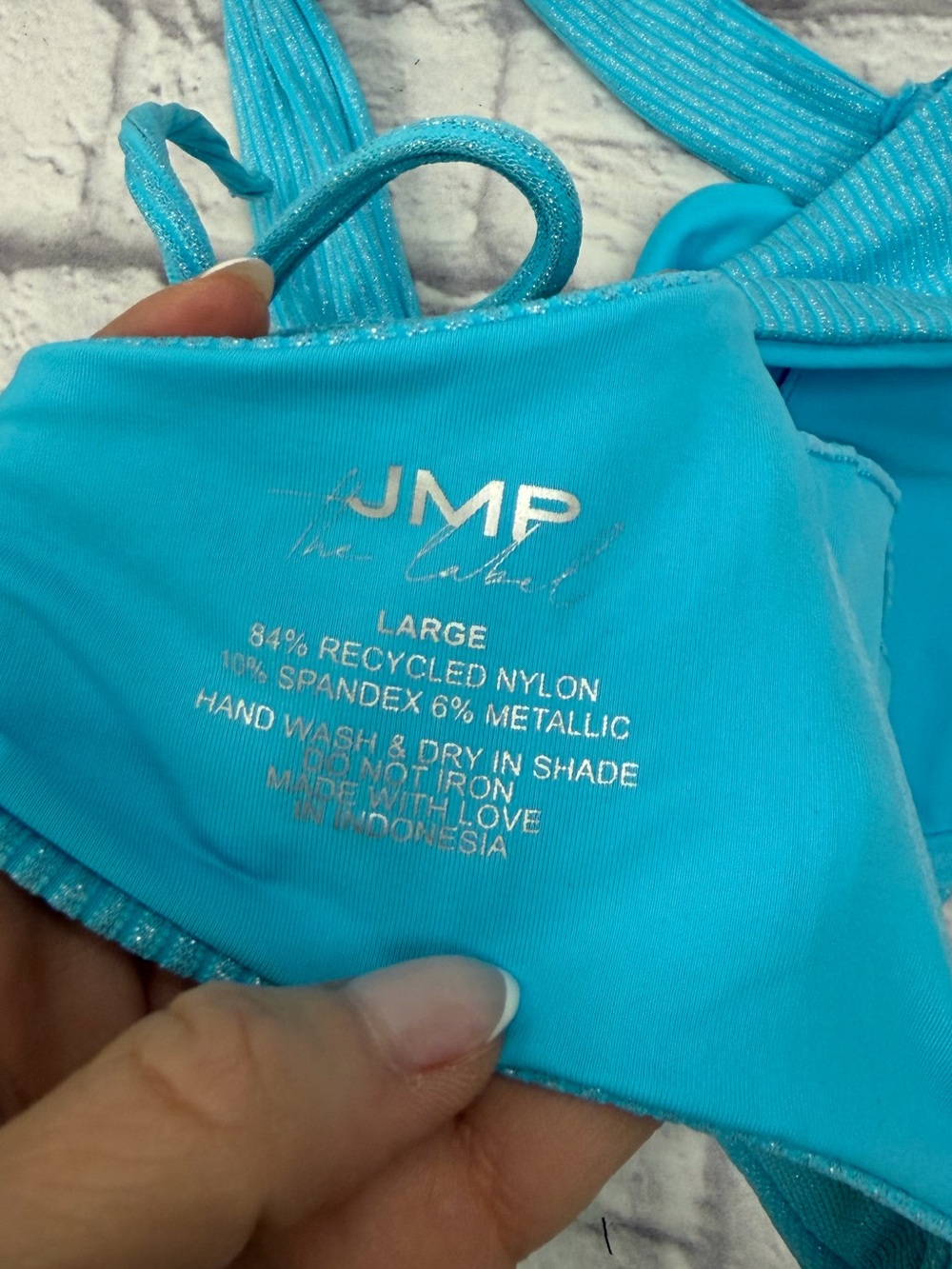 JMP The Label Barcelona Bikini Top in Bluebell Sz L EUC Beach Resort Pool Swim - Picture 14 of 16